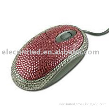 shiny diamond decorated optical mouse